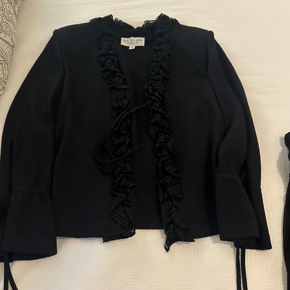 St. John Black Ruffle Jacket